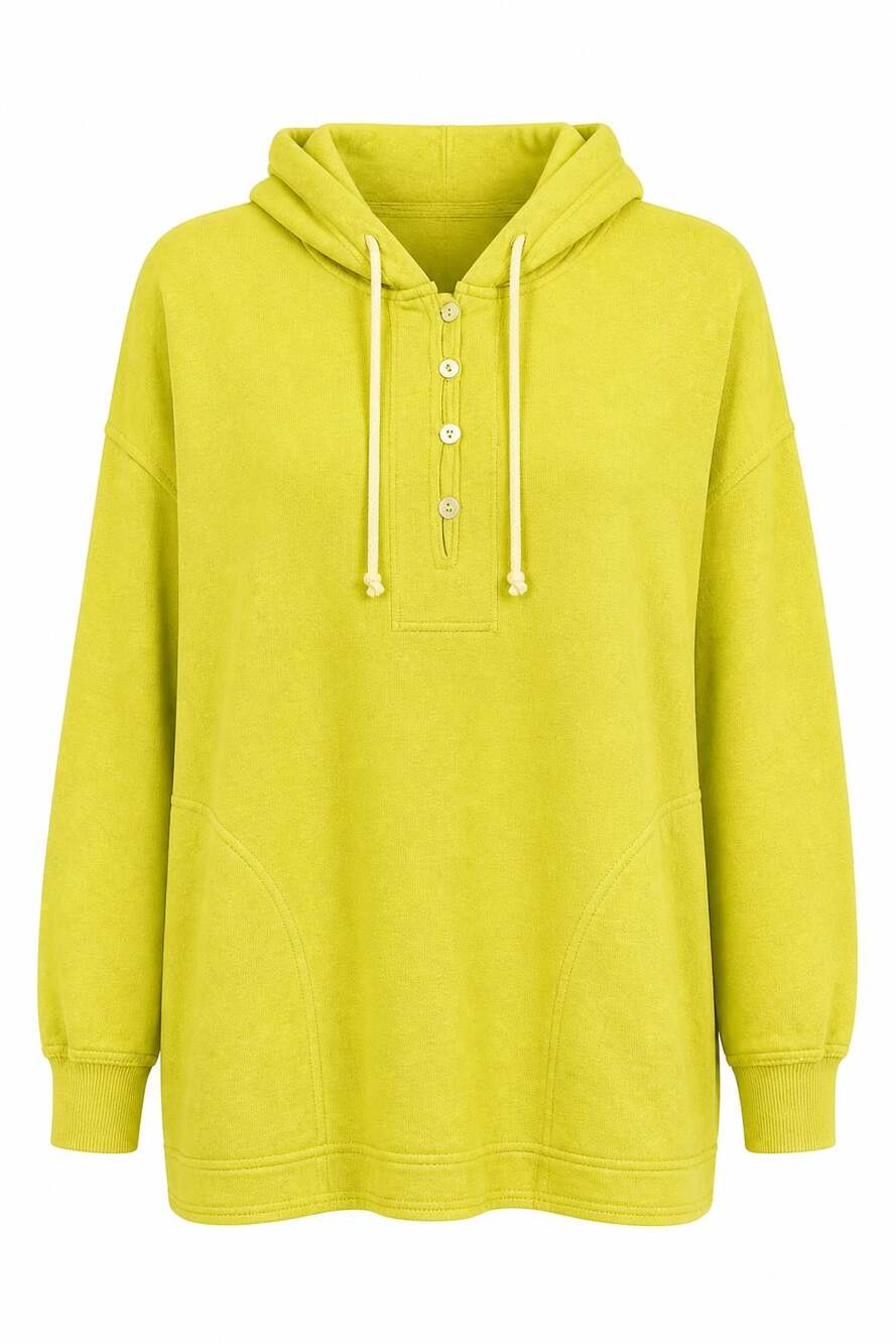 Aerie Women's Oversized Quarter-Button Henley Hoodie Sweatshirt #1379